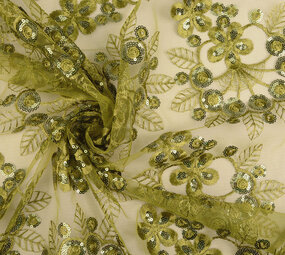 Mesh Embroidered Sequins Rosetta Moss Green Mesh Embroidered Sequins Rosetta Moss Green