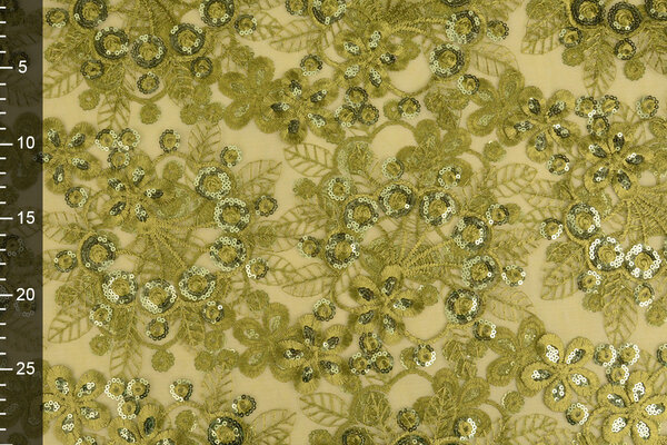 Résille Brodé Paillettes Rosetta Vert Mousse