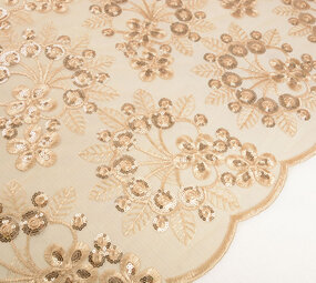 Netz Bestickt Pailletten Rosetta Champagne Beige