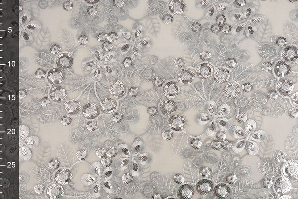 Mesh Embroidered Sequins Rosetta Grey