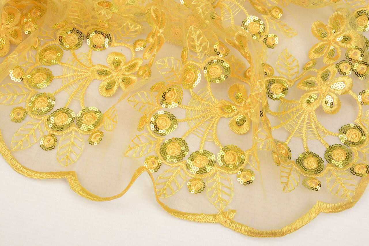 Résille Brodé Paillettes Rosetta Jaune Résille Brodé Paillettes Rosetta Jaune