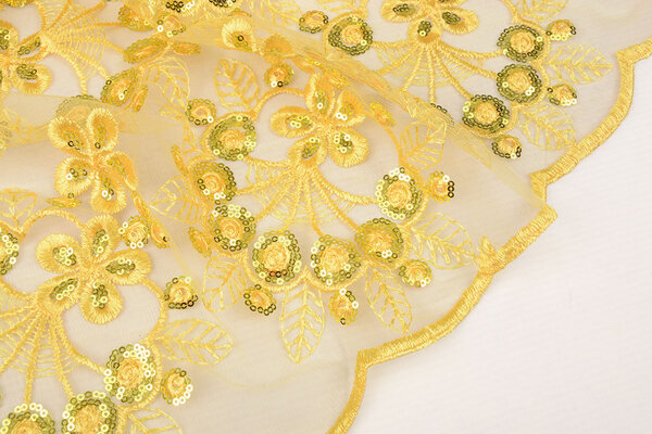 Mesh Embroidered Sequins Rosetta Yellow