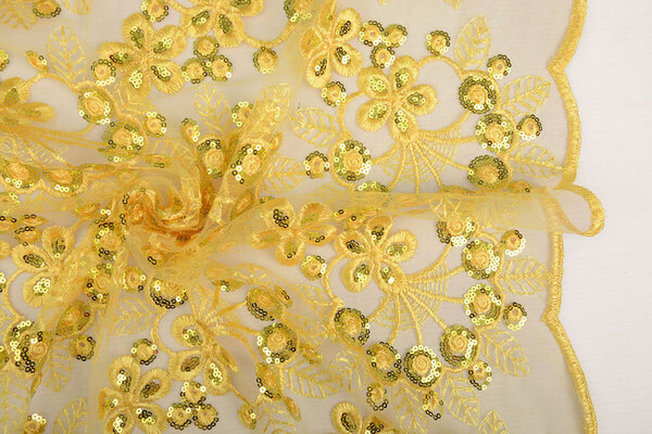 Mesh Embroidered Sequins Rosetta Yellow