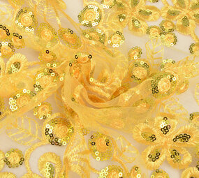 Mesh Ricamato Paillettes Rosetta Giallo Mesh Ricamato Paillettes Rosetta Giallo