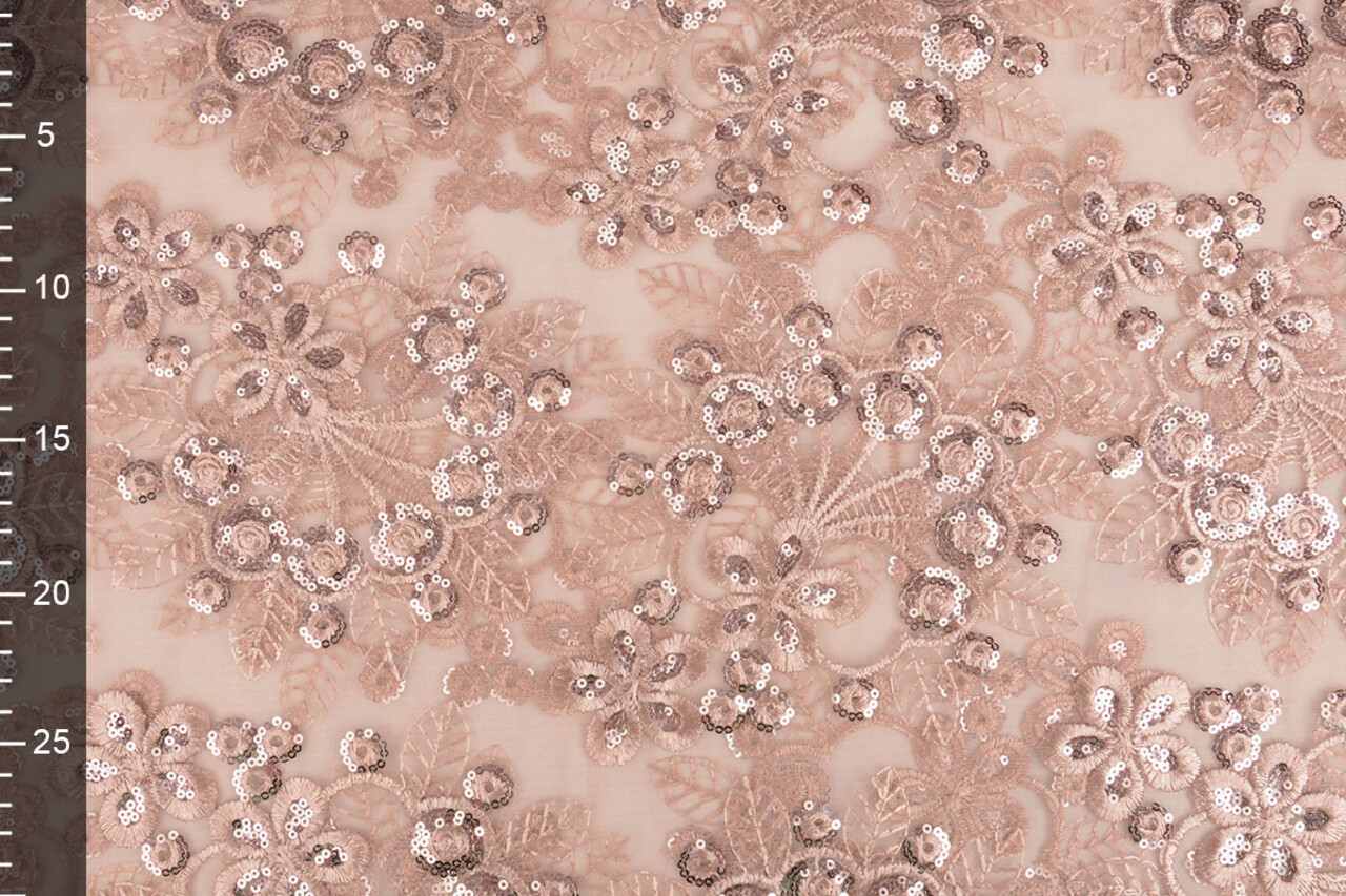 Malla Bordada con Lentejuelas Rosetta Rosa Empolvado