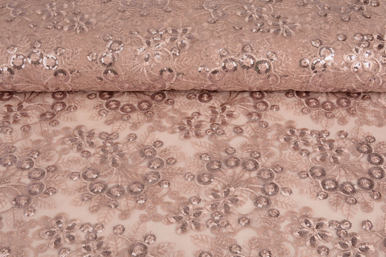 Résille Brodé Paillettes Rosetta Rose Poudré Résille Brodé Paillettes Rosetta Rose Poudré