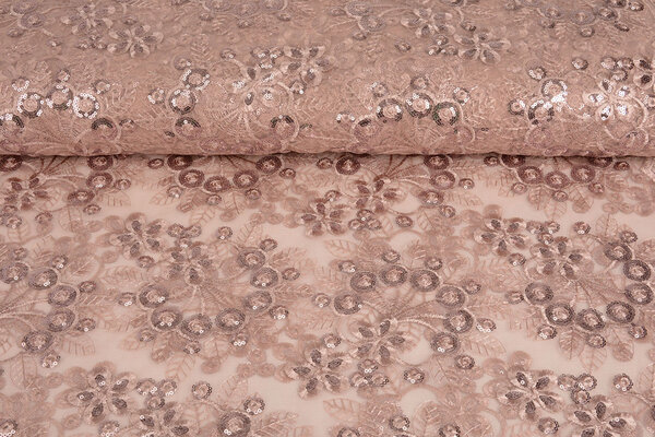Mesh Ricamato Paillettes Rosetta Rosa Cipria Mesh Ricamato Paillettes Rosetta Rosa Cipria