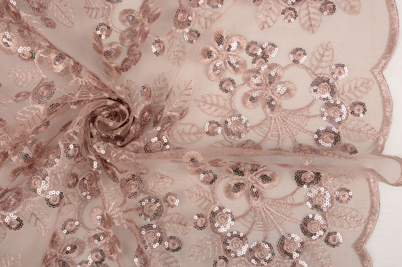 Résille Brodé Paillettes Rosetta Rose Poudré Résille Brodé Paillettes Rosetta Rose Poudré