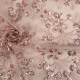 Mesh Geborduurd Pailletten Rosetta Poeder Roze