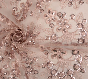 Mesh Embroidered Sequins Rosetta Powder Pink