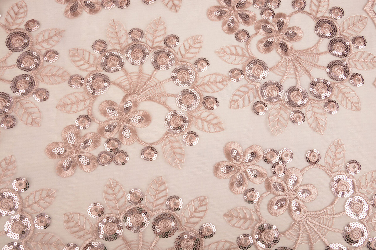 Mesh Embroidered Sequins Rosetta Powder Pink