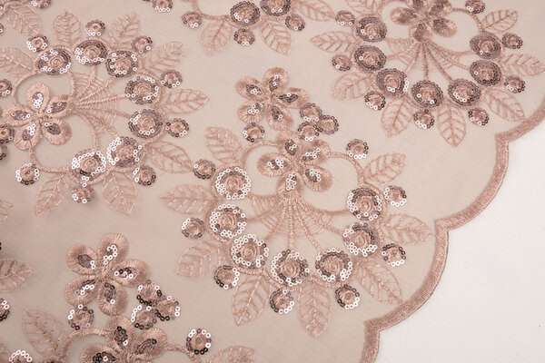 Mesh Ricamato Paillettes Rosetta Rosa Cipria Mesh Ricamato Paillettes Rosetta Rosa Cipria