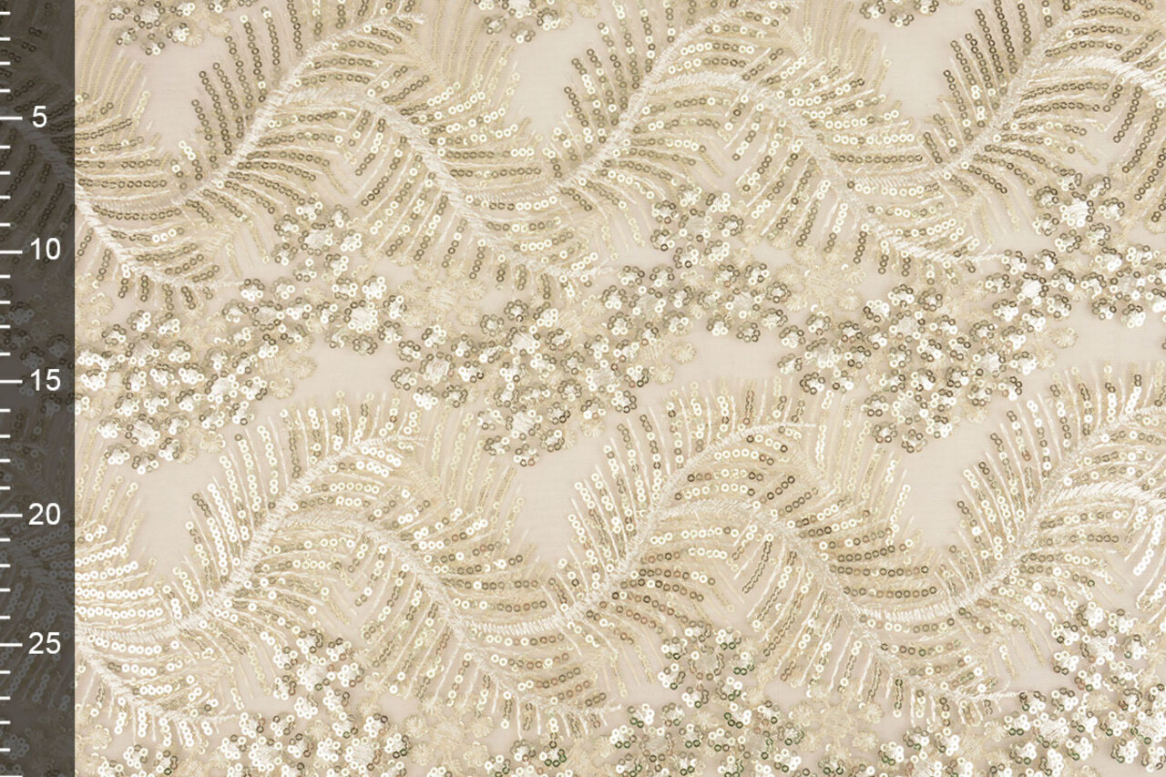 Mesh Embroidered Sequins Lizanne Off-White