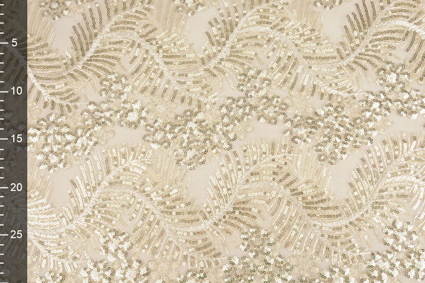 Mesh Embroidered Sequins Lizanne Off-White