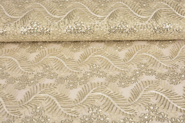 Mesh Embroidered Sequins Lizanne Off-White