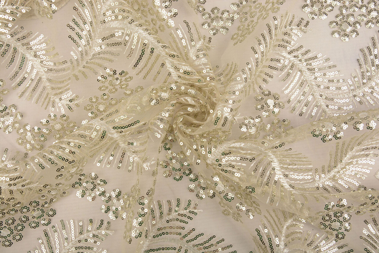 Netz Bestickt Pailletten Lizanne Off-White