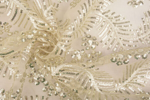 Mesh Embroidered Sequins Lizanne Off-White