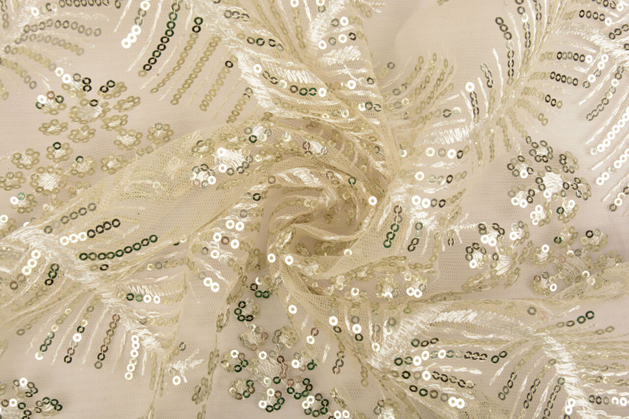 Mesh Geborduurd Pailletten Lizanne Off-White