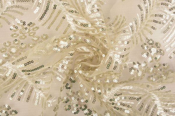 Mesh Embroidered Sequins Lizanne Off-White