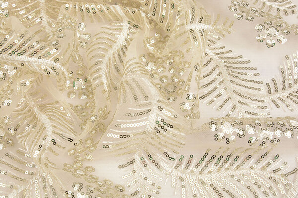 Mesh Embroidered Sequins Lizanne Off-White