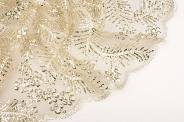 Mesh Embroidered Sequins Lizanne Off-White