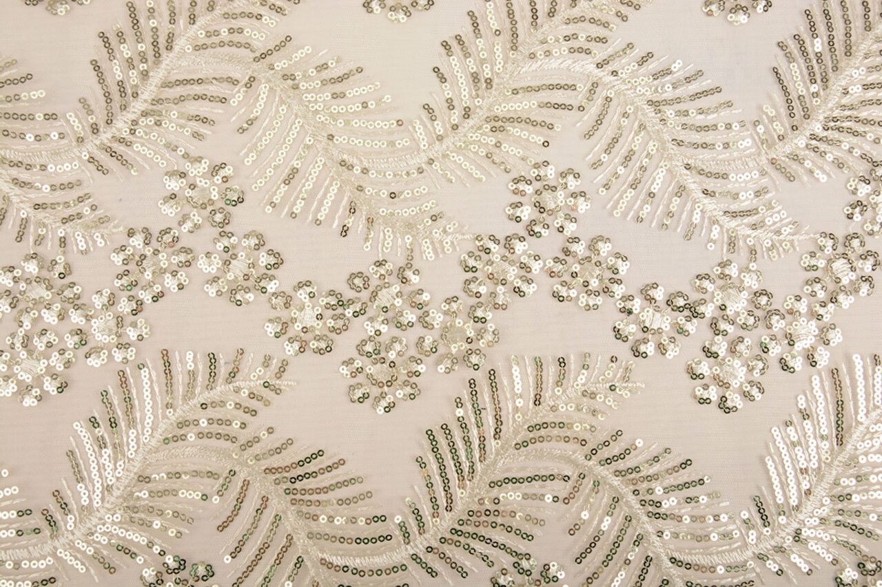 Mesh Embroidered Sequins Lizanne Off-White