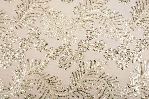 Mesh Embroidered Sequins Lizanne Off-White