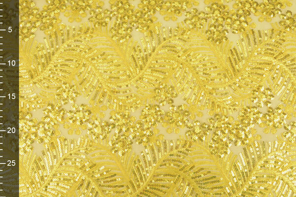 Malla Bordada con Lentejuelas Lizanne Amarillo Malla Bordada con Lentejuelas Lizanne Amarillo