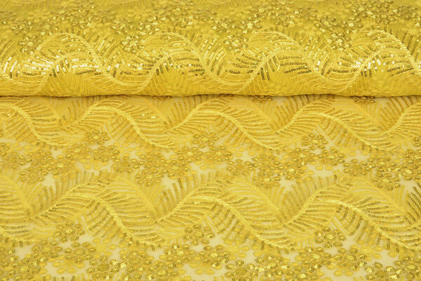 Mesh Ricamato Paillettes Lizanne Giallo Mesh Ricamato Paillettes Lizanne Giallo