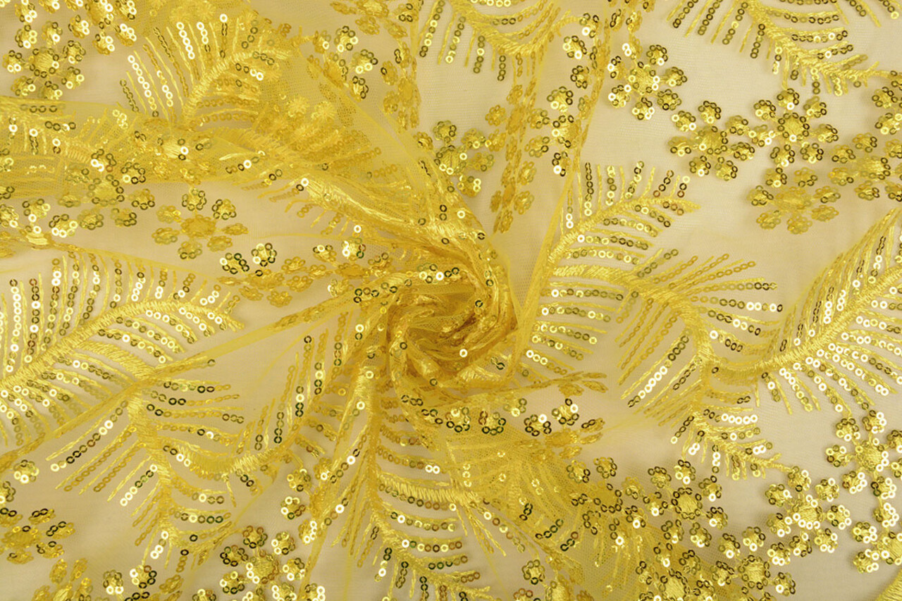 Mesh Embroidered Sequins Lizanne Yellow