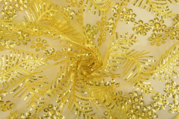 Mesh Embroidered Sequins Lizanne Yellow