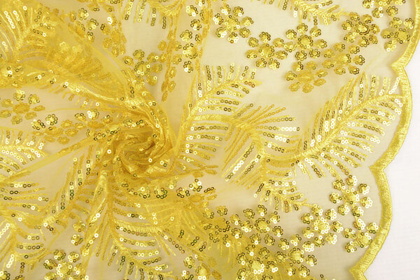 Mesh Embroidered Sequins Lizanne Yellow