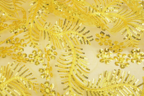 Malla Bordada con Lentejuelas Lizanne Amarillo Malla Bordada con Lentejuelas Lizanne Amarillo