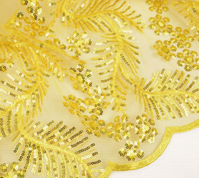 Mesh Geborduurd Pailletten Lizanne Geel