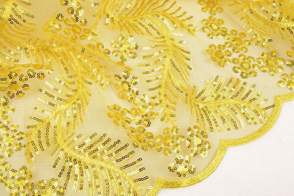 Mesh Embroidered Sequins Lizanne Yellow