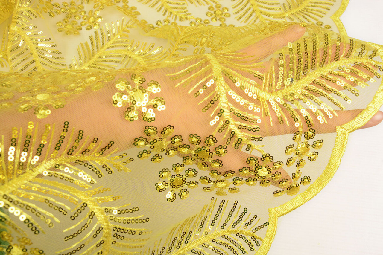 Mesh Embroidered Sequins Lizanne Yellow