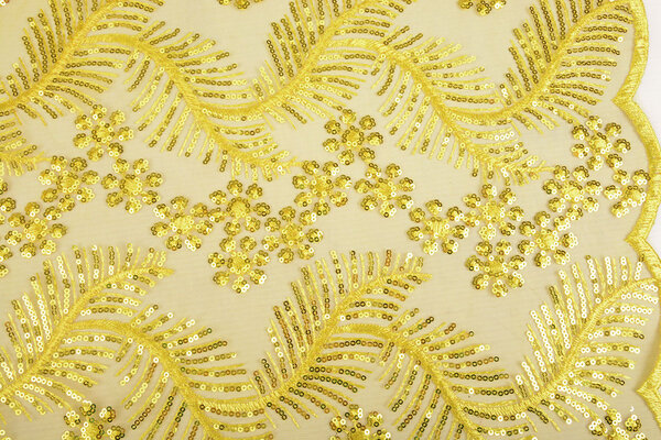 Mesh Geborduurd Pailletten Lizanne Geel