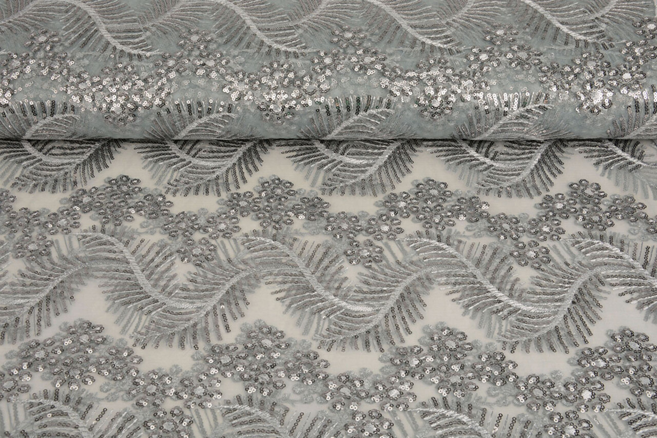 Résille Brodé Paillettes Lizanne Gris Résille Brodé Paillettes Lizanne Gris