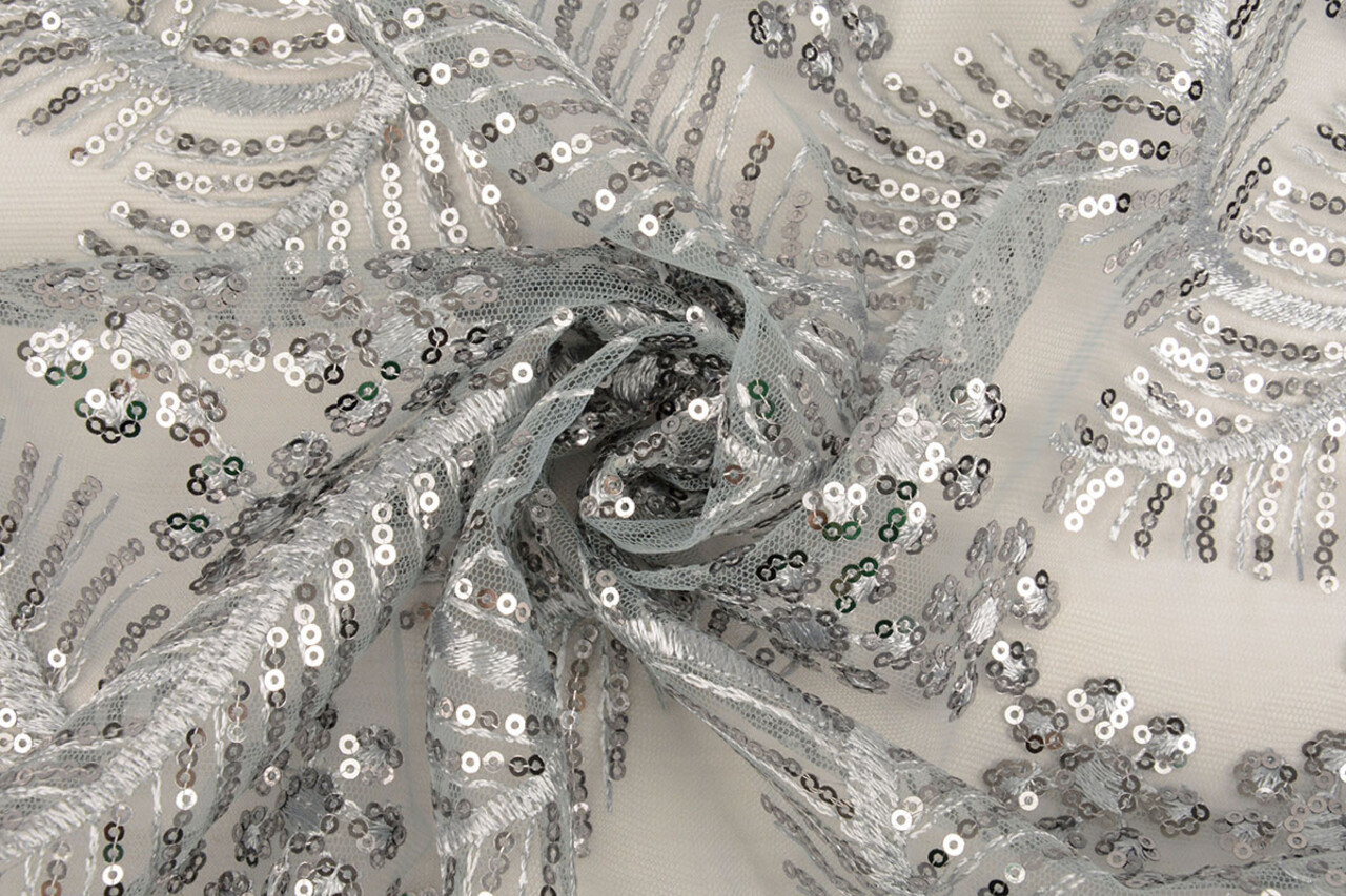 Mesh Embroidered Sequins Lizanne Grey