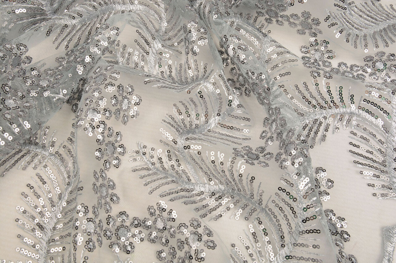 Mesh Embroidered Sequins Lizanne Grey