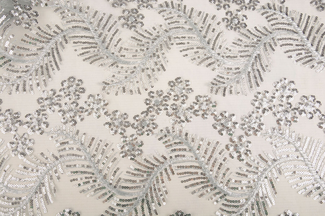 Mesh Ricamato Paillettes Lizanne Grigio Mesh Ricamato Paillettes Lizanne Grigio