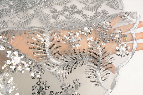 Mesh Embroidered Sequins Lizanne Grey