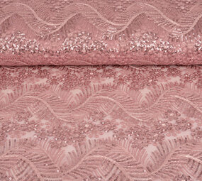 Résille Brodé Paillettes Lizanne Vieux Rose