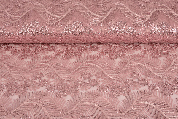 Malla Bordada con Lentejuelas Lizanne Rosa Antiguo Malla Bordada con Lentejuelas Lizanne Rosa Antiguo