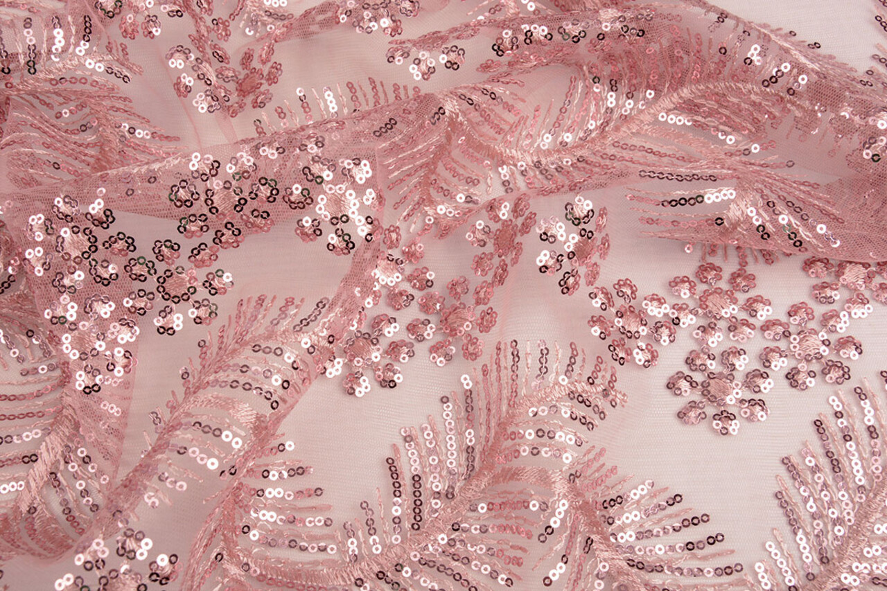 Mesh Embroidered Sequins Lizanne Old Pink