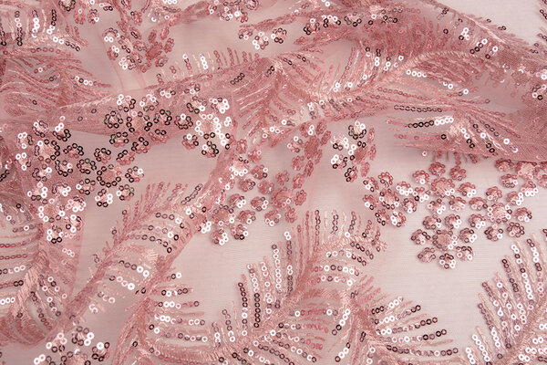 Mesh Ricamato Paillettes Lizanne Rosa Antico
