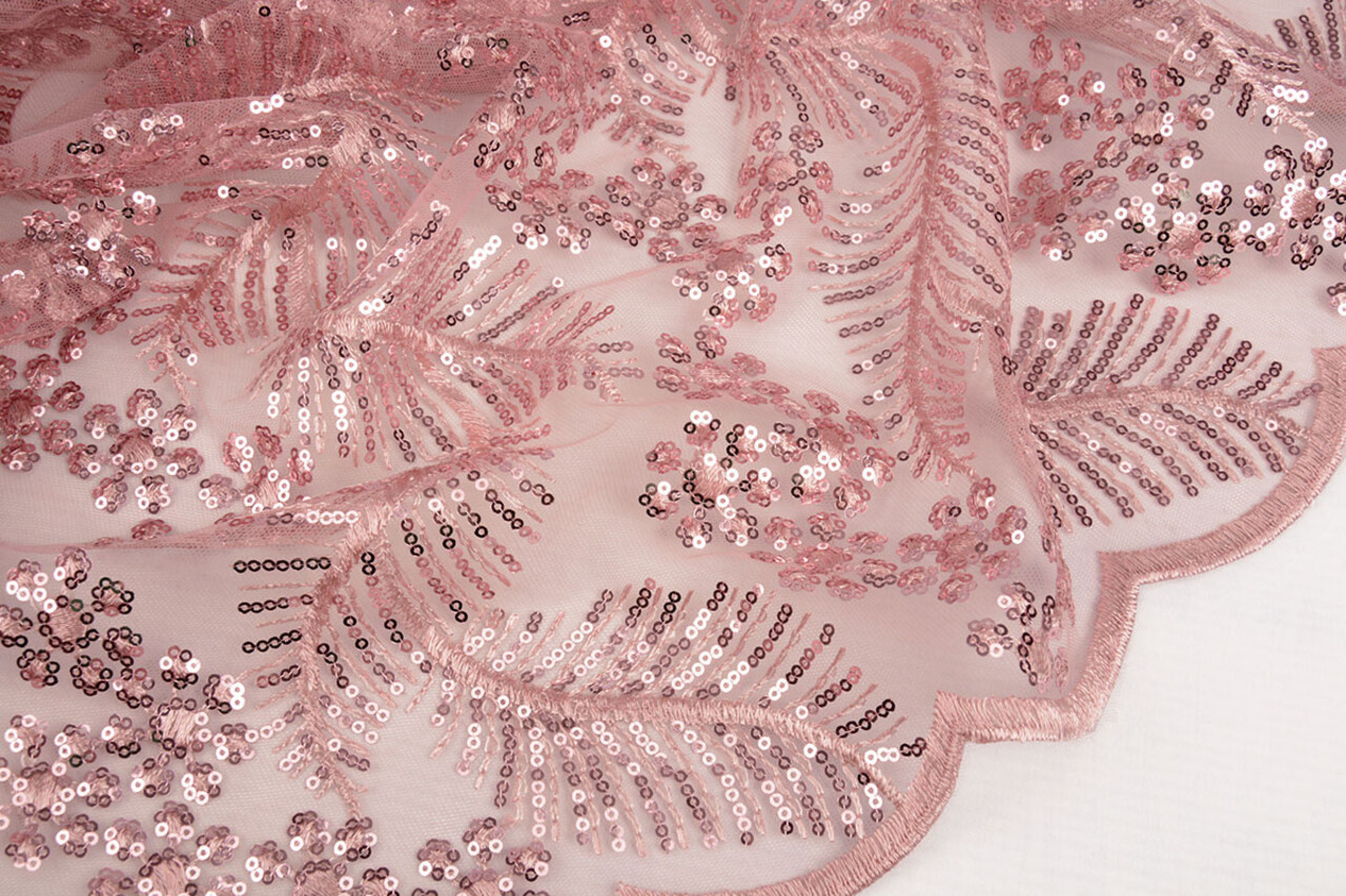 Mesh Embroidered Sequins Lizanne Old Pink