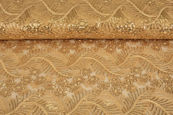 Mesh Geborduurd Pailletten Lizanne Goud