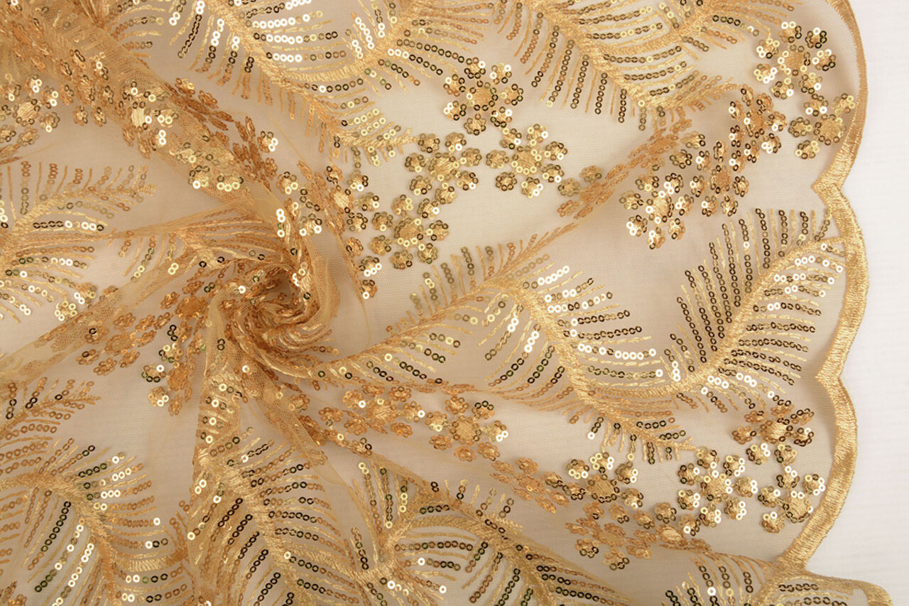 Netz Bestickt Pailletten Lizanne Gold