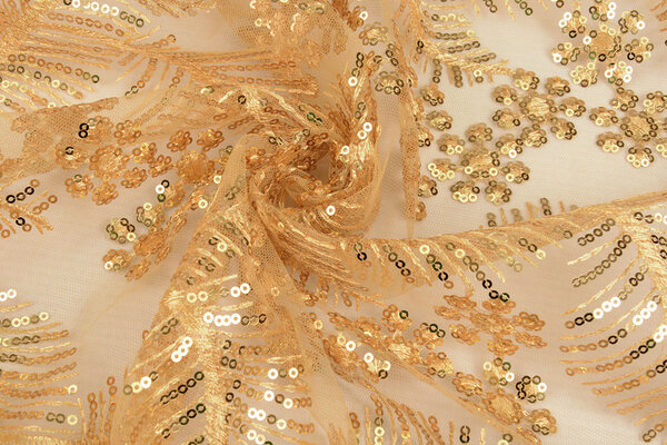 Netz Bestickt Pailletten Lizanne Gold